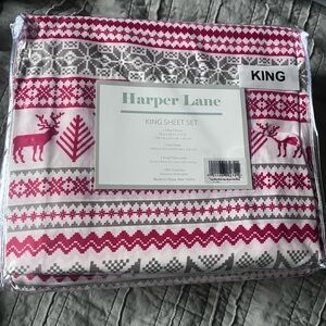 Harper Lane King Sheet Set with Reindeer Pattern